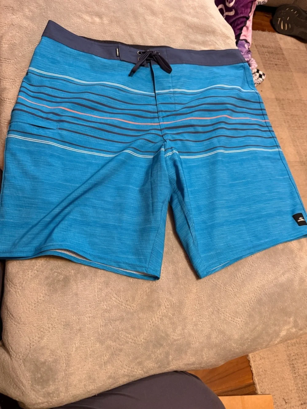 O'Neill Blue Stripe Men's Boardshorts with Navy Waistband 38 waist